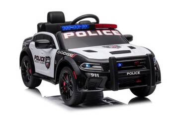 ﻿Battery-powered car Dodge Charger Police White and Black