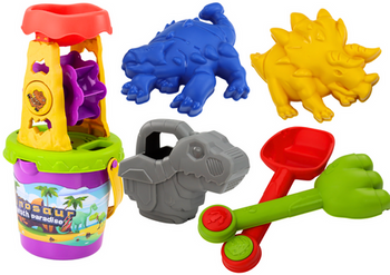 Dinosaur Sand Set, Grinder, Funnel, Spatula, Rake, Watering Can, Molds