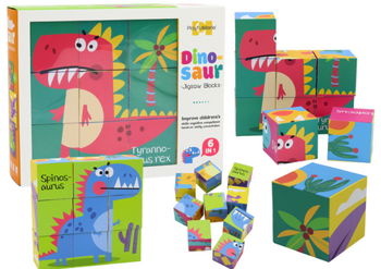 Educational Puzzle 6in1 Blocks Puzzle Cubes 6 Pictures Dinosaurs 9 El.