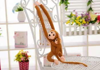 Mascot Plush Monkey with Baby, Dark Brown 90 cm