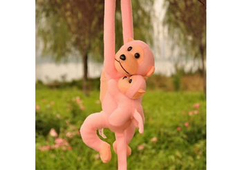 Mascot Plush Monkey with Baby, Pink 90 cm