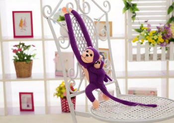 Mascot Plush Monkey with Baby, Purple 70 cm