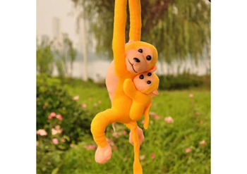 Mascot Plush Monkey with Baby, Yellow 70 cm