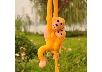 Mascot Plush Monkey with Baby, Yellow 90 cm