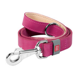 Natural leather dog leash WAUDOG W. 20mm, lgth. 122cm pink