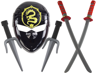 Ninja Warrior Set Mask Swords Daggers Red Decorations