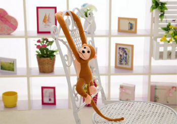 Plush Monkey Mascot with Sound, Dark Brown 60 cm