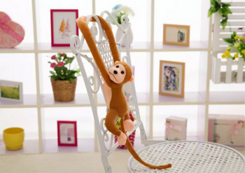 Plush Monkey Mascot with Sound, Dark Brown 80 cm