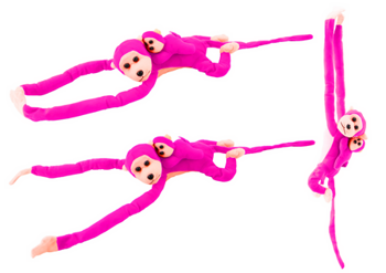 Plush Monkey with Baby Mascot, Dark Pink, with Sound 70 cm