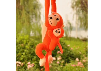 Plush Monkey with Baby Mascot, Orange with Sound 70 cm