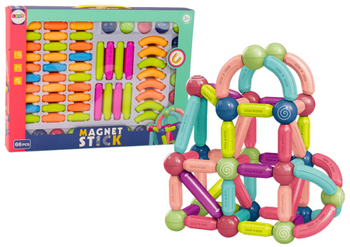 Set of Magnetic Construction Bricks 66El Colorful