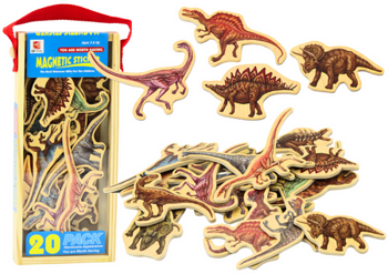 Set of Wooden Dinosaurs Magnets 20 Pieces Colorful