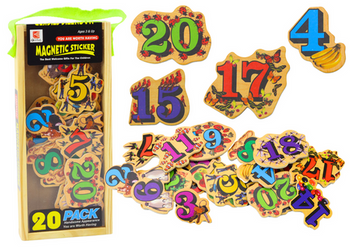 Set of Wooden Number Picture Magnets, 20 pieces