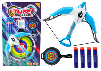 Shooting bow with a target, soft arrows, 8 pieces, white and blue