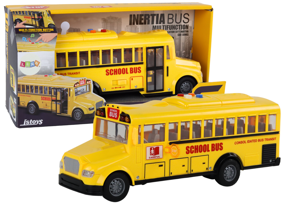 School Bus 1:16 Friction Drive Opening Doors Lights Sounds Yellow 