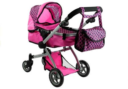 2in1 Doll Bogie and Stroller Alice - Pink and with Dots