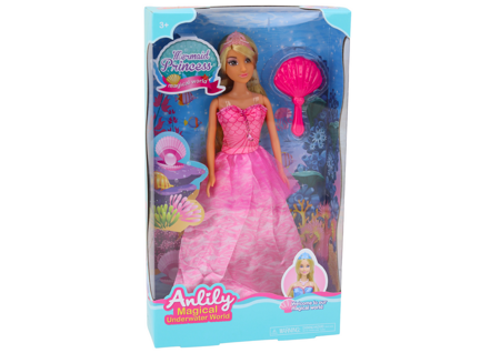 Anlily Mermaid Princess Doll Pink Dress Brush