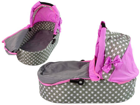 Baby Doll Stroller 2-in-1 Carrycot Bag Pink Stars