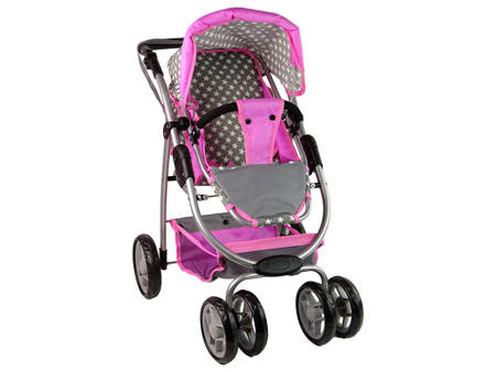 Baby Doll Stroller 2-in-1 Carrycot Bag Pink Stars