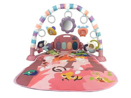 Baby Mat with Foam Rattles Teething Ring Mirror Sound Pink