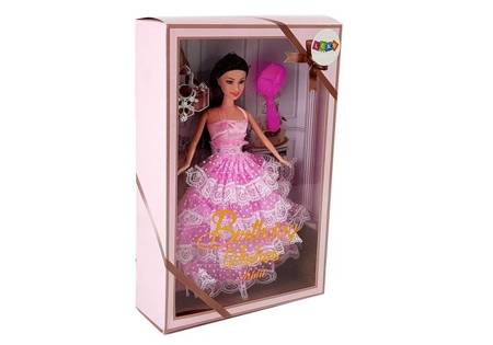 Doll Princess Pink Dress Brush 28 cm