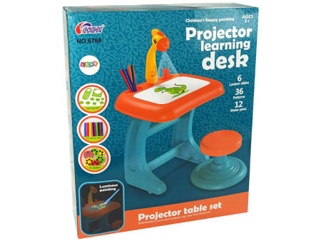 Drawing Table Chair Projector Orange Pens Pictures