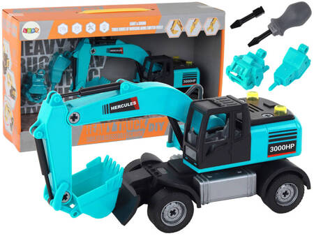 Excavator DIY Kit Blue Construction Vehicle Drill Rig Grapple