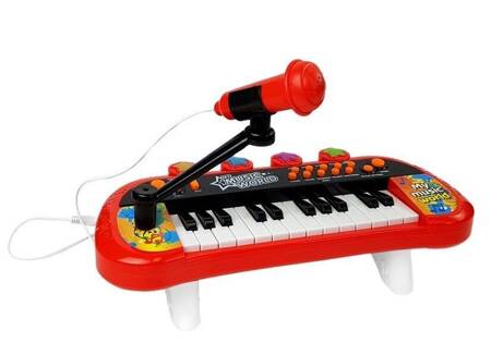 Keyboard Piano 24 Keys USB Microphone Red