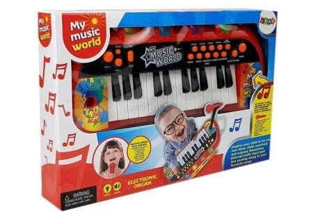 Keyboard Piano 24 Keys USB Microphone Red