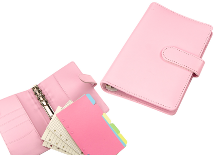 Notebook With Accessories Line Checkered Accessories Leather Pink