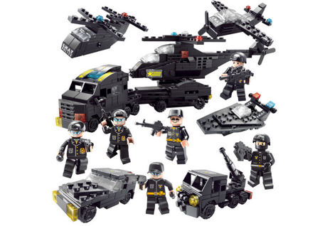 Police Set Building Blocks Police Military Figures 343 El. 6in1