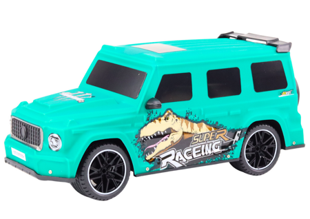 Remote Controlled RC Car with Dinosaur, 1:10 Scale, Green