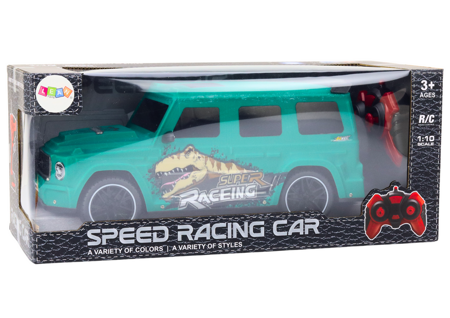 Remote Controlled RC Car with Dinosaur, 1:10 Scale, Green