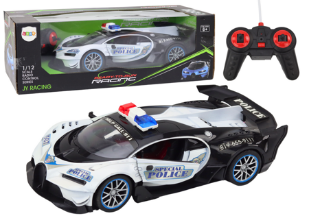 Remote Controlled RC Police Car in 1:12 Scale White