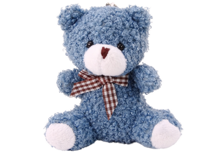 Teddy Bear Blue Plush Small Cuddly Toy Mascot Keychain 10cm