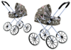 Doll Stroller Large Wheels Foldable Stars Gray