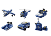 Helicopter Police Helicopter Construction Bricks 6in1 Blue 1000 pieces.