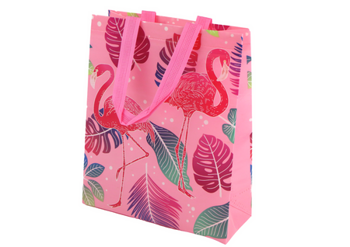 Geschenktüte mit rosa Flamingos, 30,5 cm x 24,5 cm x 10 cm