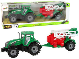 Grüner Bauernhof-Traktor mit roter und grüner Spritze mit Friktionsantrieb