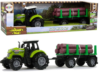 Grüner Traktor Anhänger Baumstämme Holz Bauernhof Sound