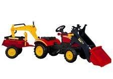 Traktor mit Anhänger und Tretschaufel Benson rot