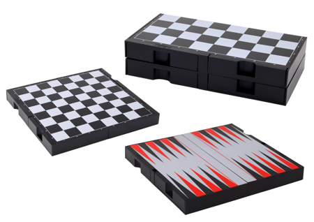 3-in-1-Spielset, Magnettafel, Schach, Dame, Backgammon