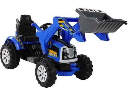 Elektrische Fahrt auf Traktor mit Schaufelbagger Blau