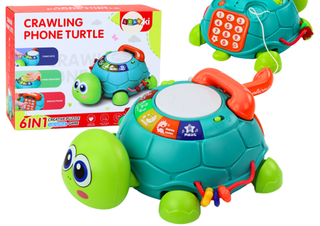Interaktives pädagogisches Schildkrötentelefon 6in1, Lichter und Geräusche grün