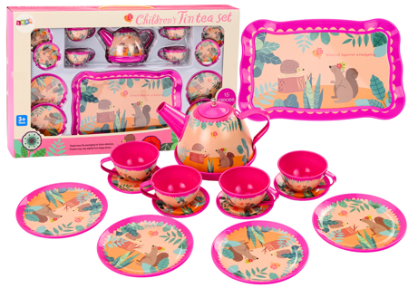 Kaffee-Tee-Set Tassen Wasserkocher Tablett Pink Cafe 15-tlg.