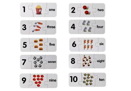 Lernpuzzle Englische Zahlen 10 Verbindungen