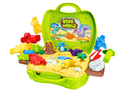 Playdough Dinosaur World In A Suitcase Molds Tools Grün