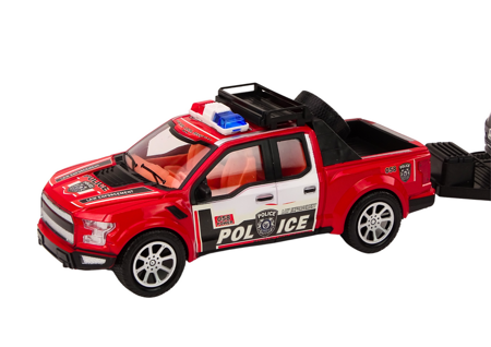 Polizei-Pickup-Truck mit Abschleppwagen-Auflieger, Geländewagen-Polizei-Set