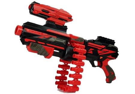Schaumstoff-Patronenpistole 40 Stück rot/schwarzes Ziel