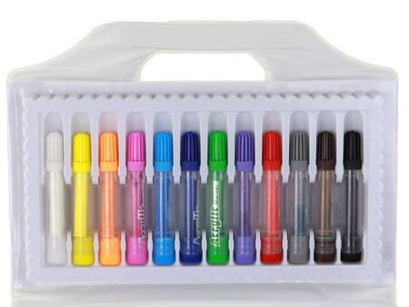 Set mit farbigen Acrylmarkern im Koffer, 12-teilig